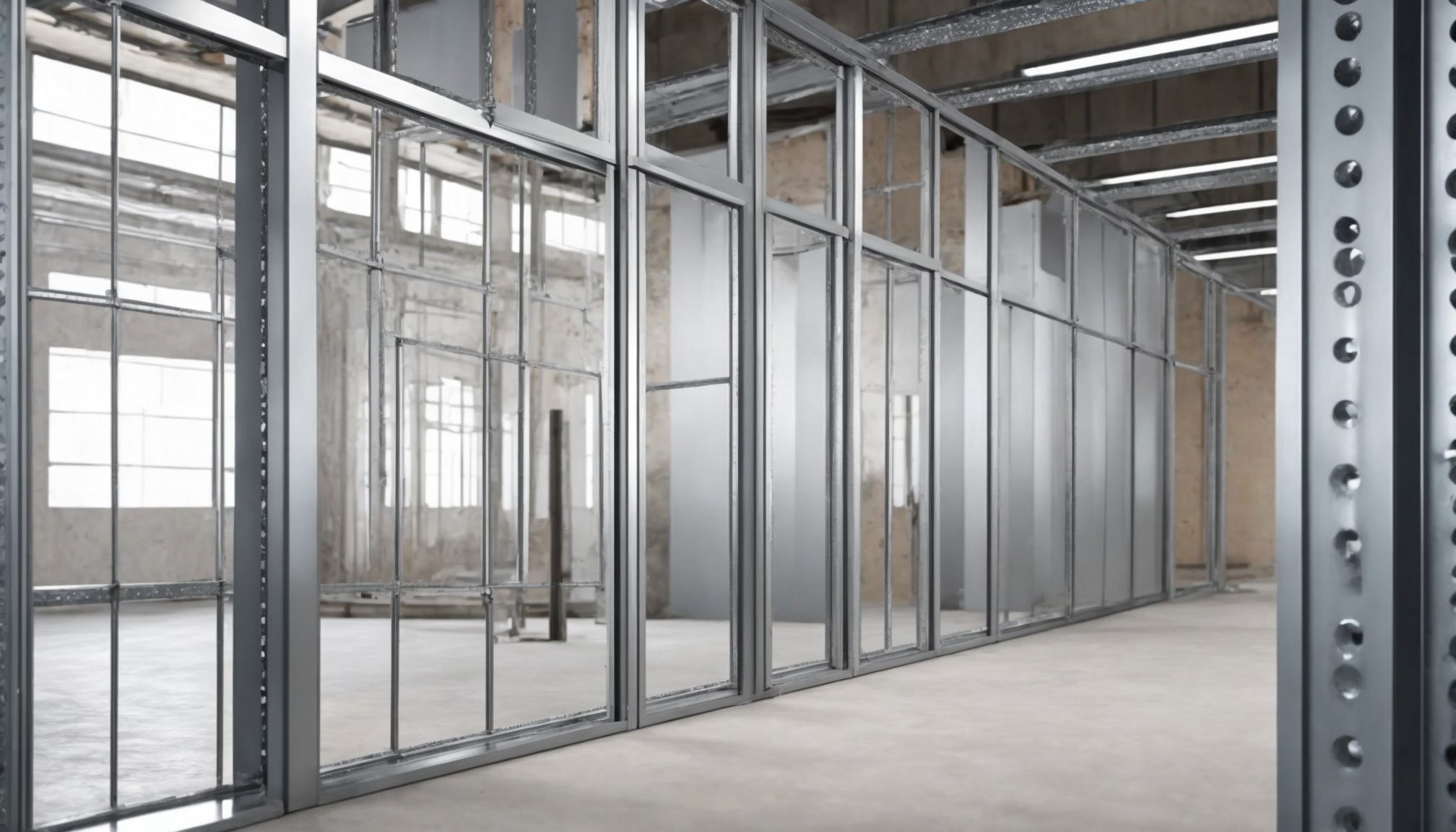 Metal stud partitioning framework in a Woking building